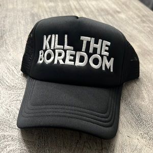 Boredom kills “kill the boredom trucker hat. Black and white